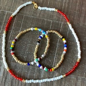 Set of 3 Seed Bracelets and Necklace